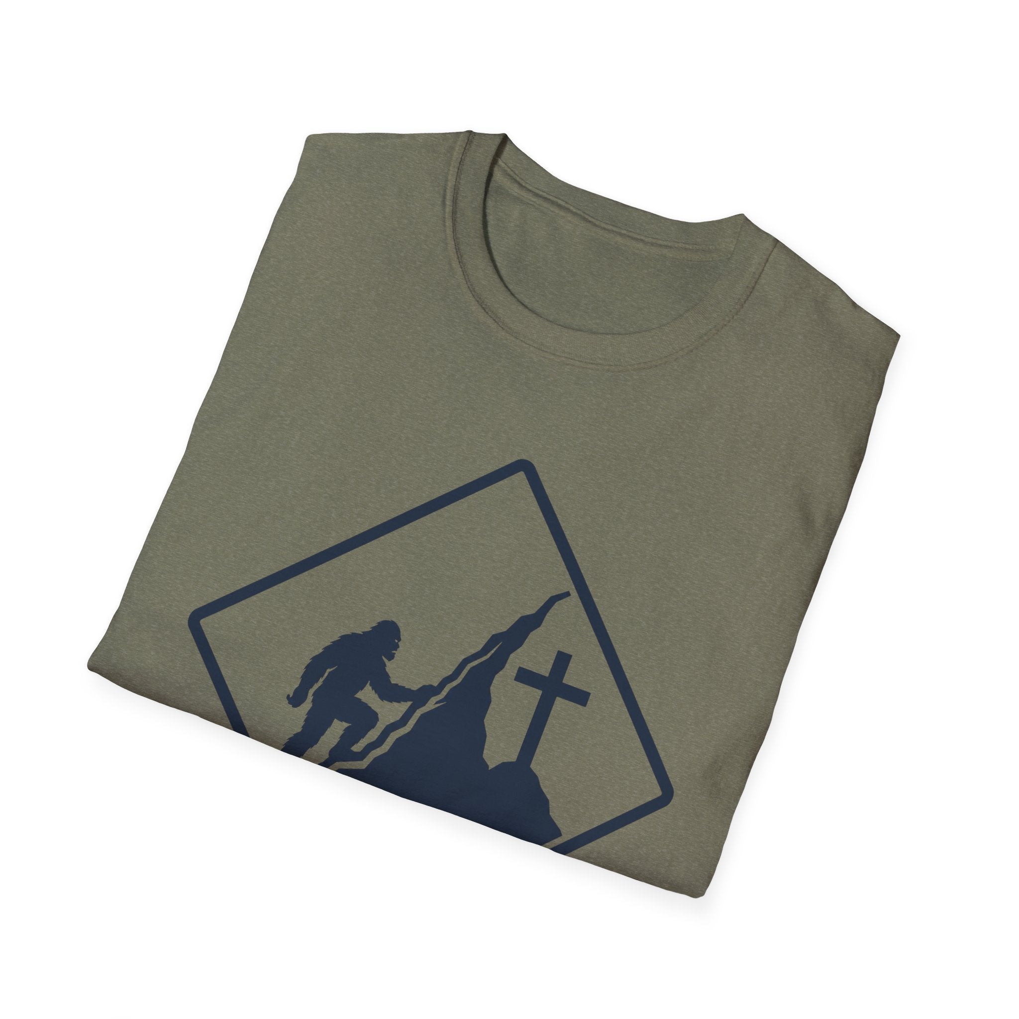 Bigfoot on Mountain Cross T-Shirt