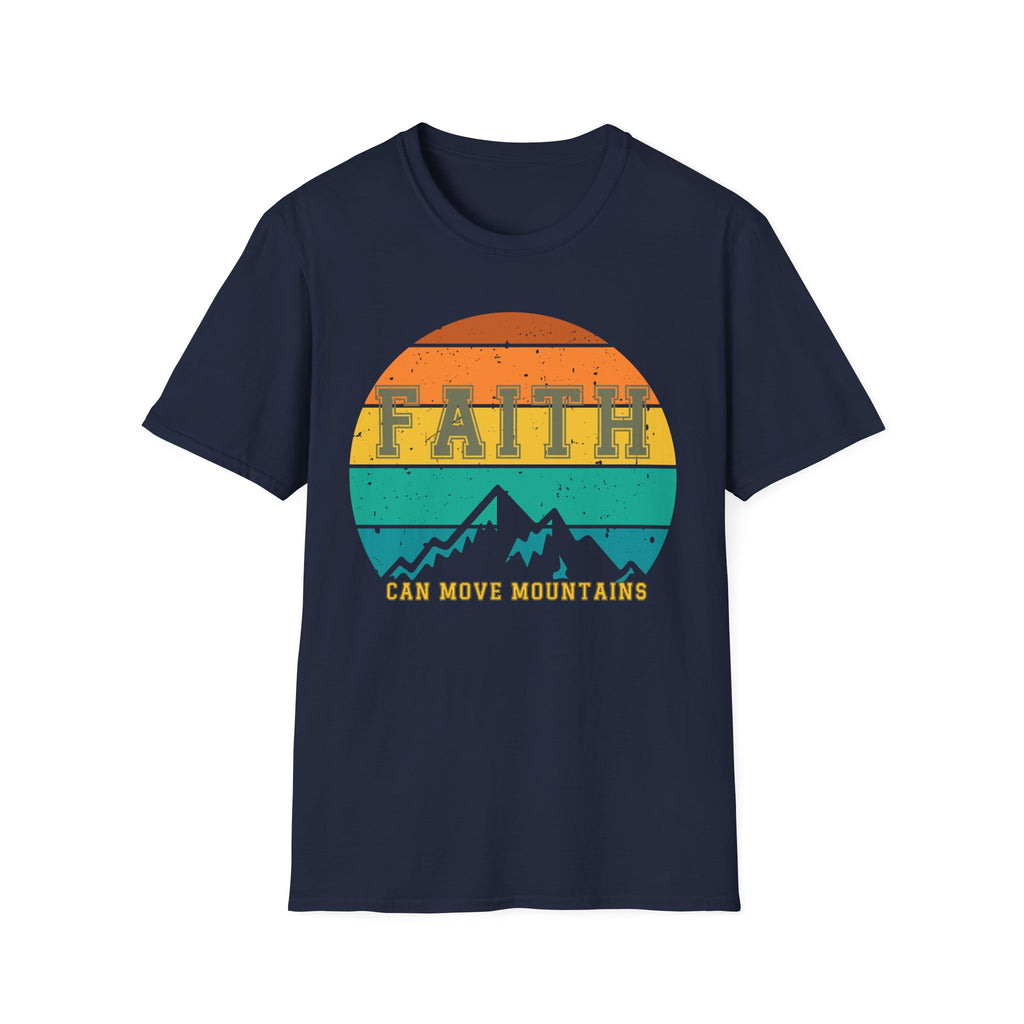 Faith Can Move Mountains Retro Sunset T-Shirt