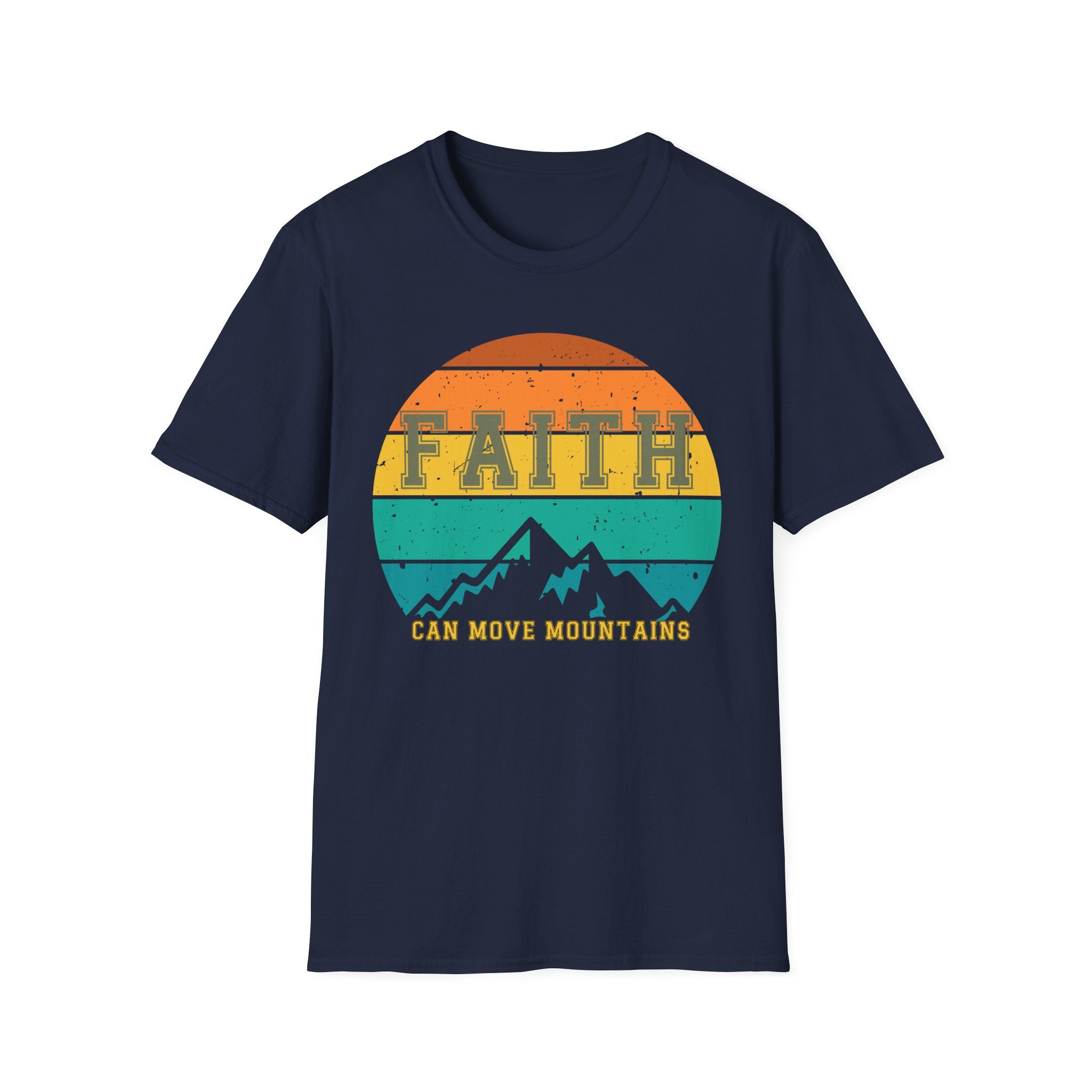 Faith Can Move Mountains Retro Sunset T-Shirt