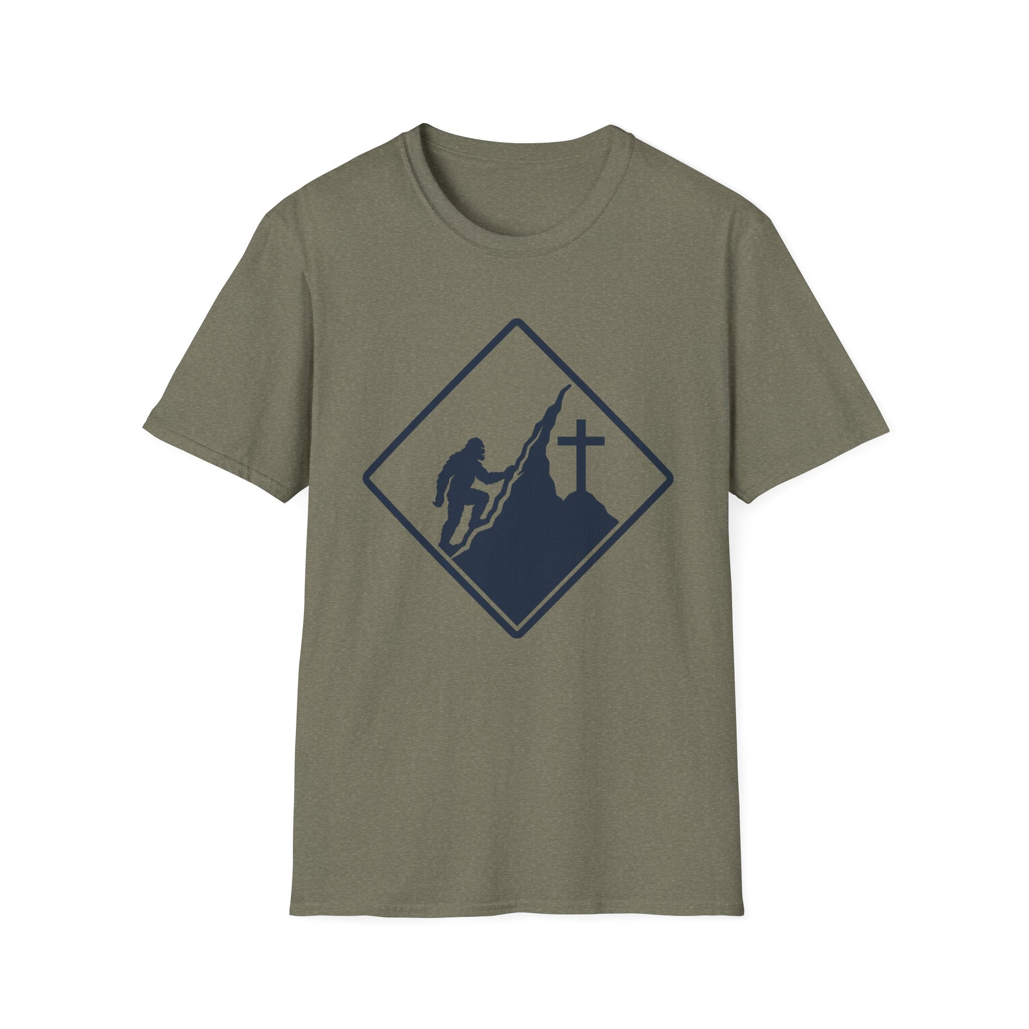 Bigfoot on Mountain Cross T-Shirt