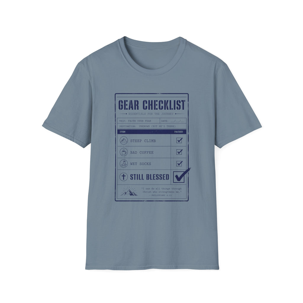 Gear Checklist Still Blessed T-Shirt