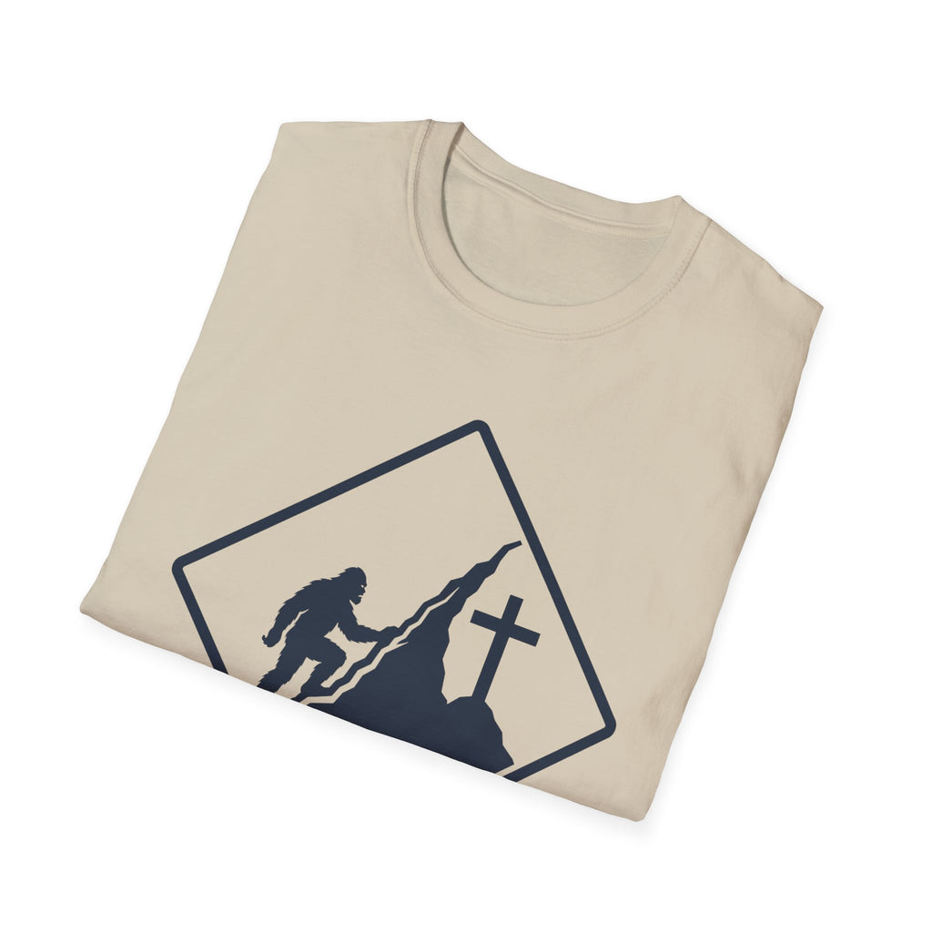 Bigfoot on Mountain Cross T-Shirt