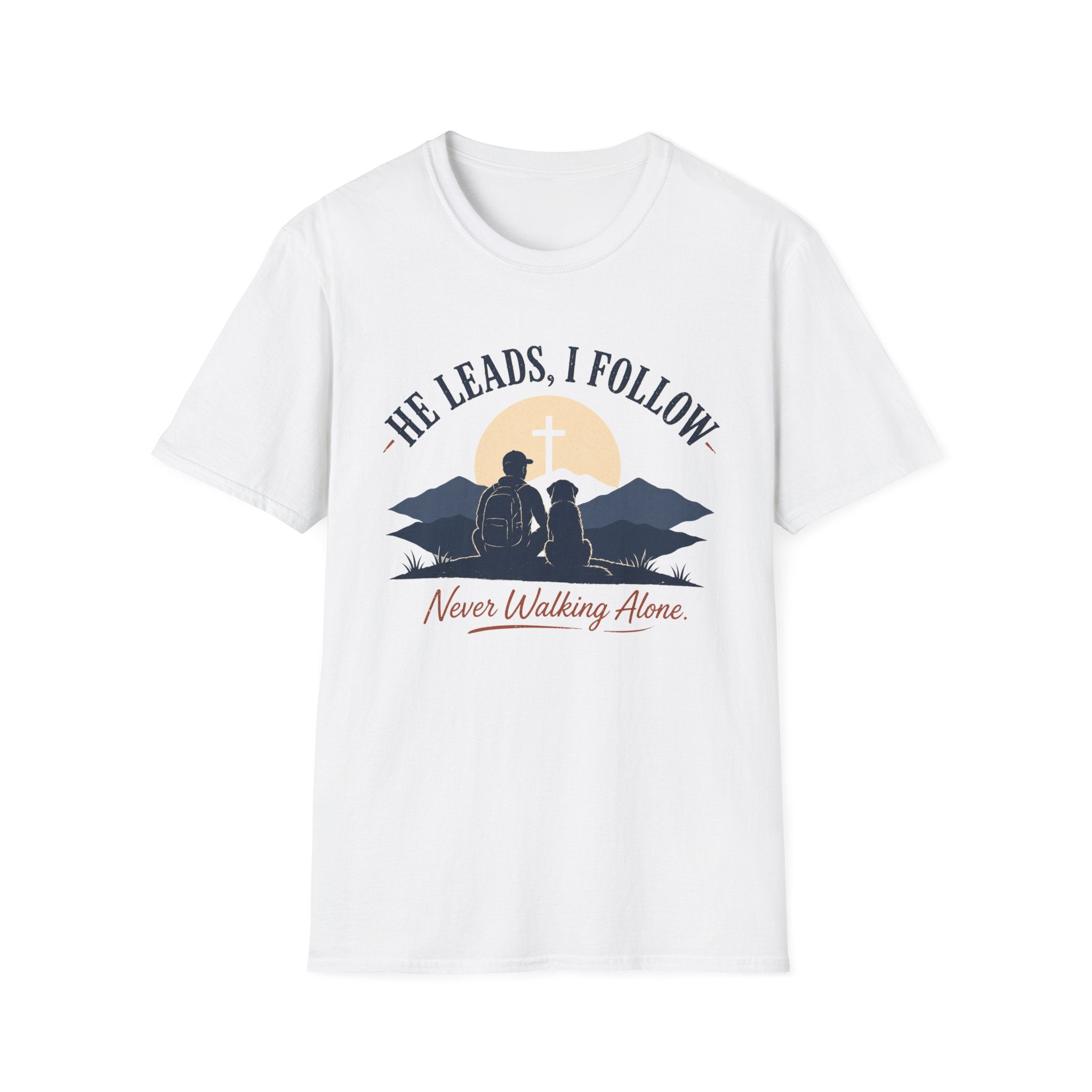 He Leads I Follow Dog with Man T-Shirt