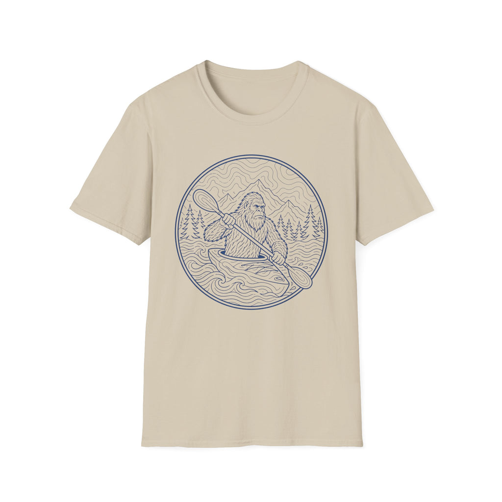 Bigfoot Kayaking Line Art T-Shirt