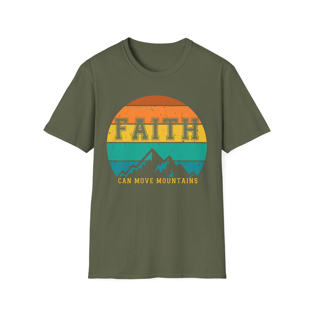 Faith Can Move Mountains Retro Sunset T-Shirt