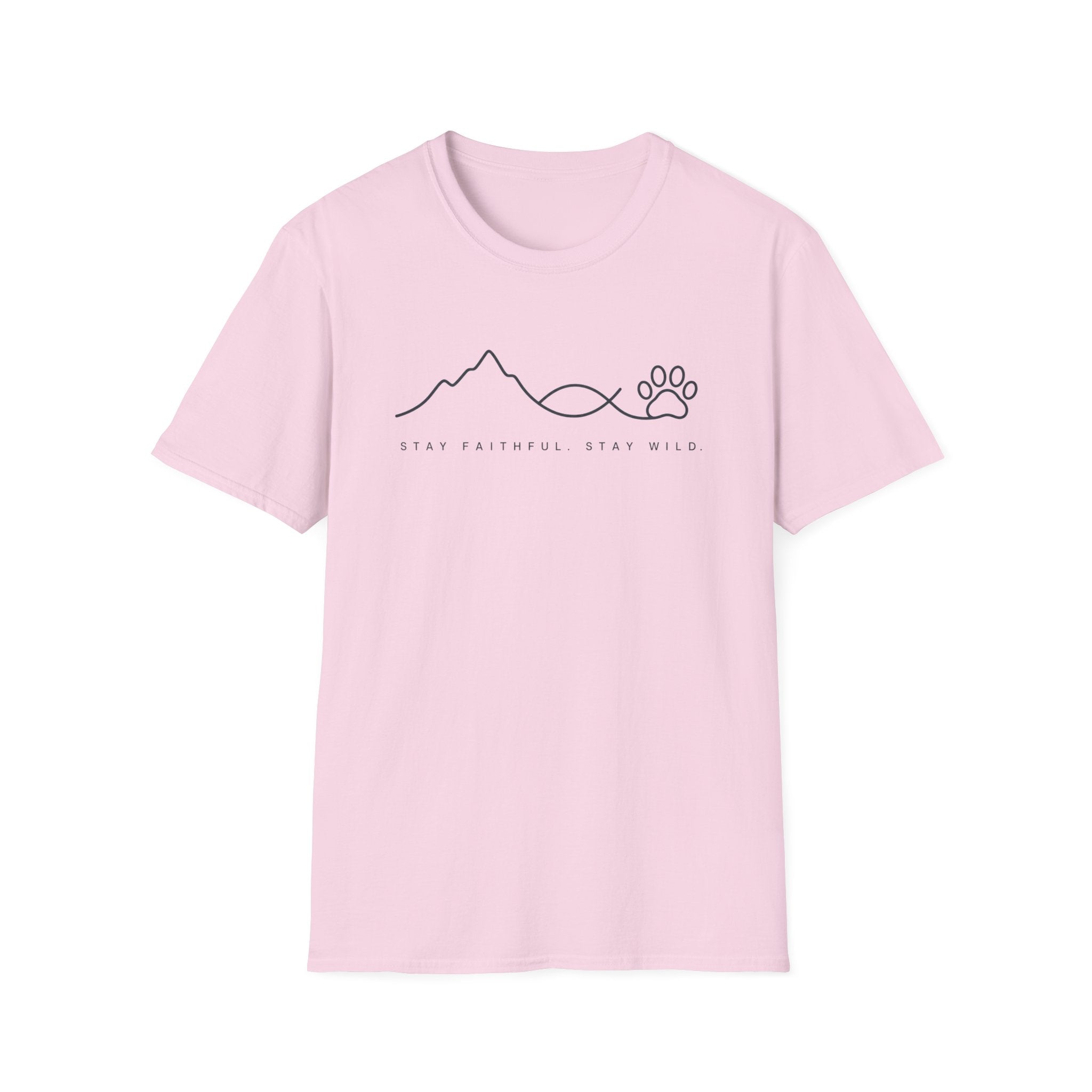 Stay Faithful Stay Wild Line Art Paw Print T-Shirt