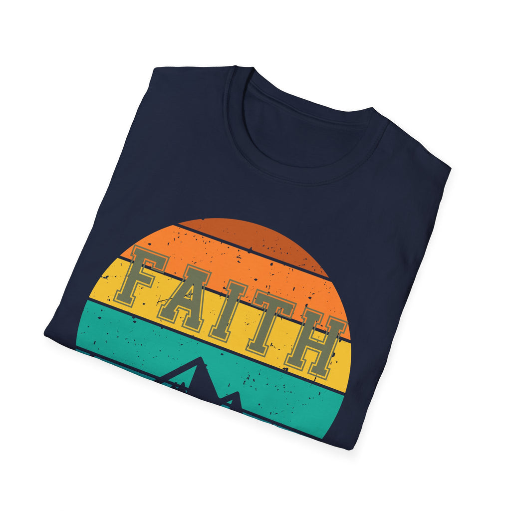 Faith Can Move Mountains Retro Sunset T-Shirt