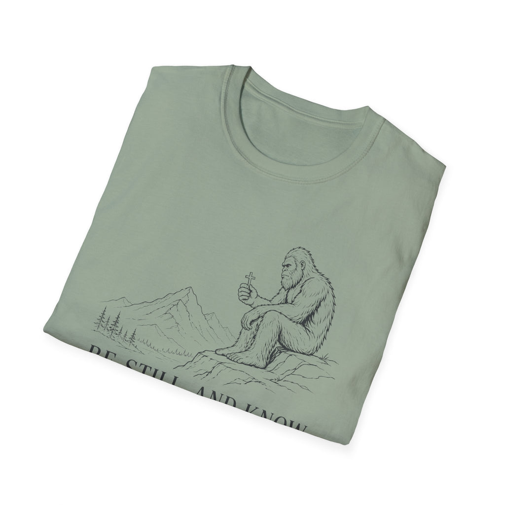 Bigfoot Be Still Holding Cross T-Shirt