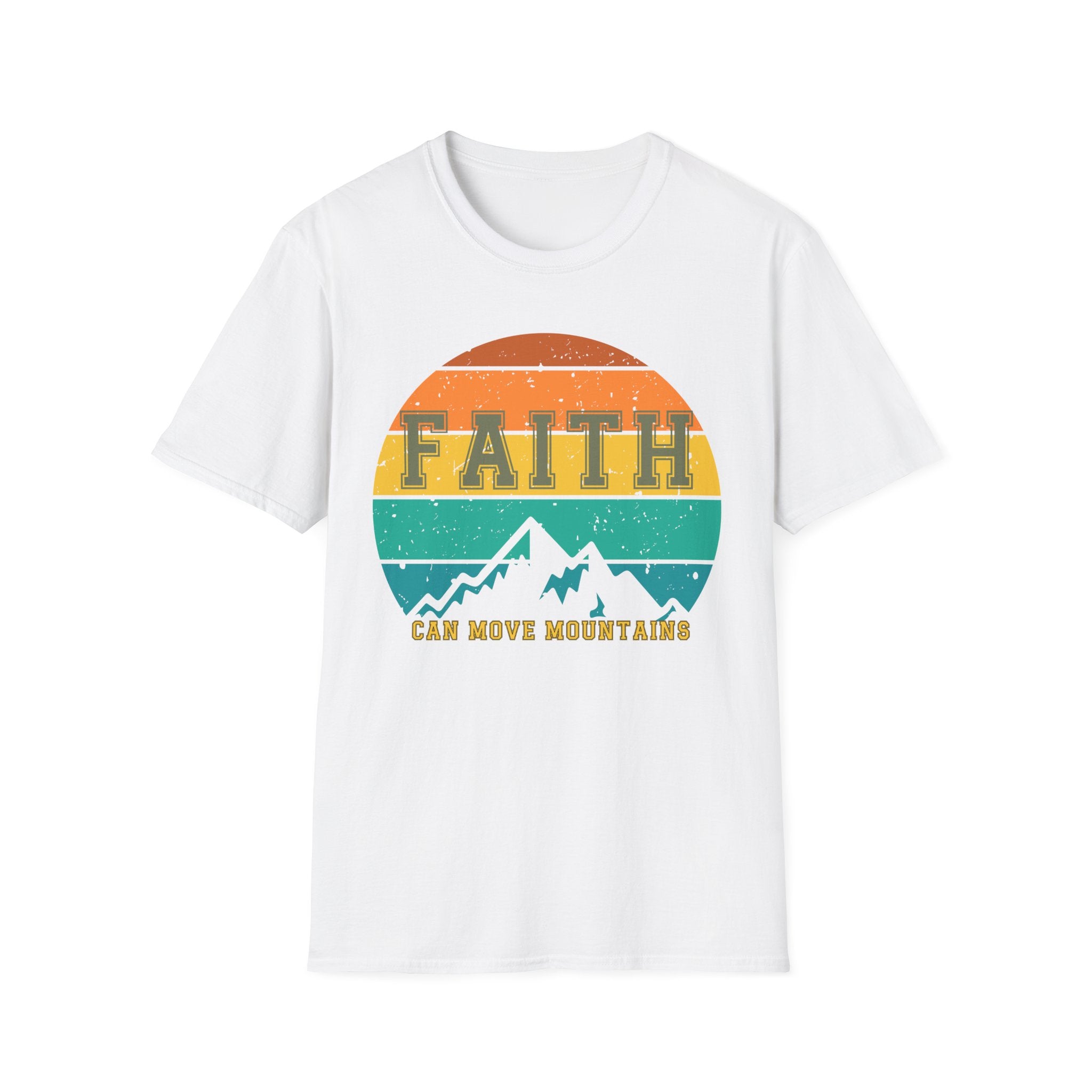 Faith Can Move Mountains Retro Sunset T-Shirt