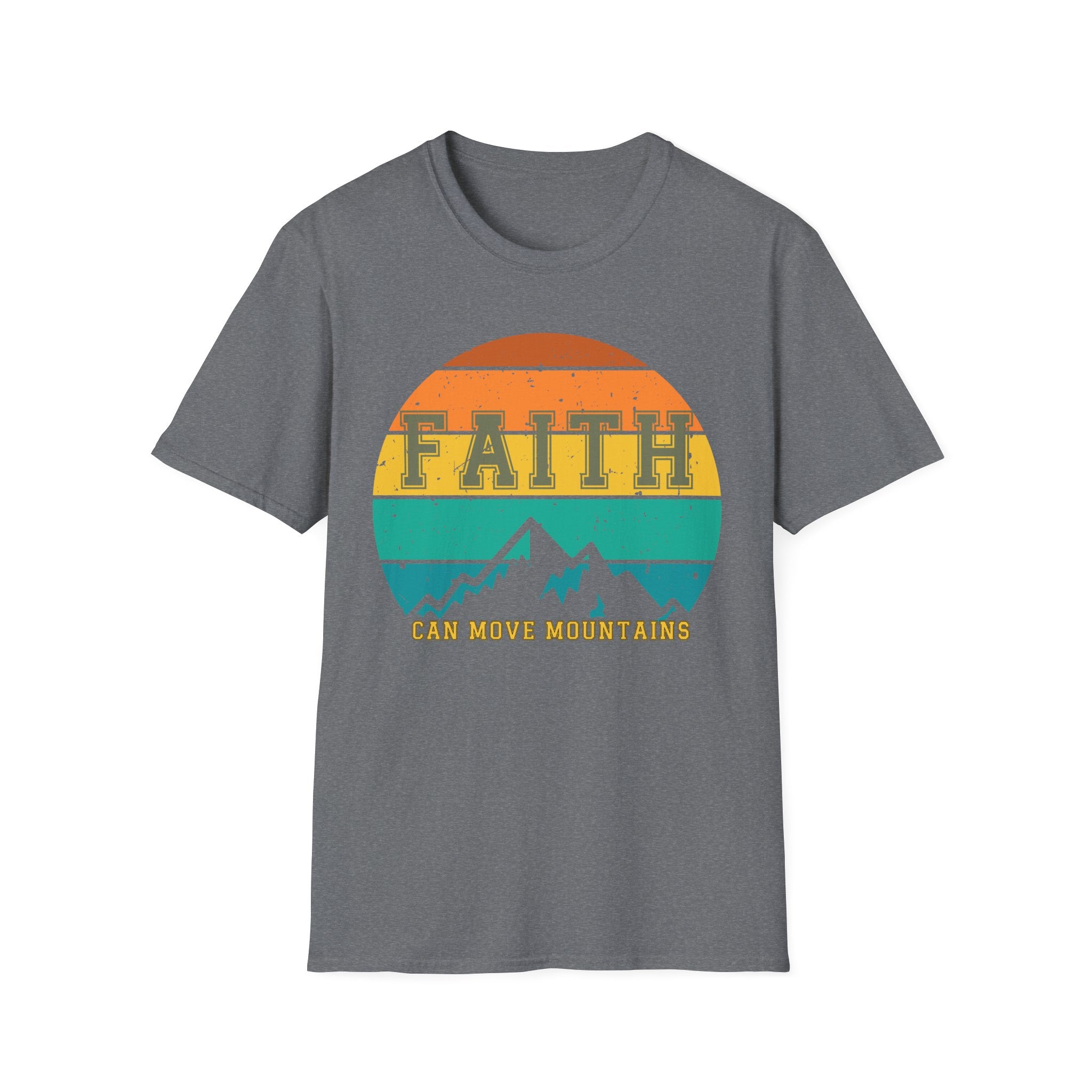 Faith Can Move Mountains Retro Sunset T-Shirt