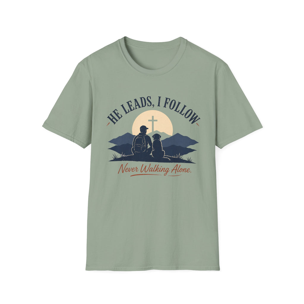 He Leads I Follow Dog with Man T-Shirt
