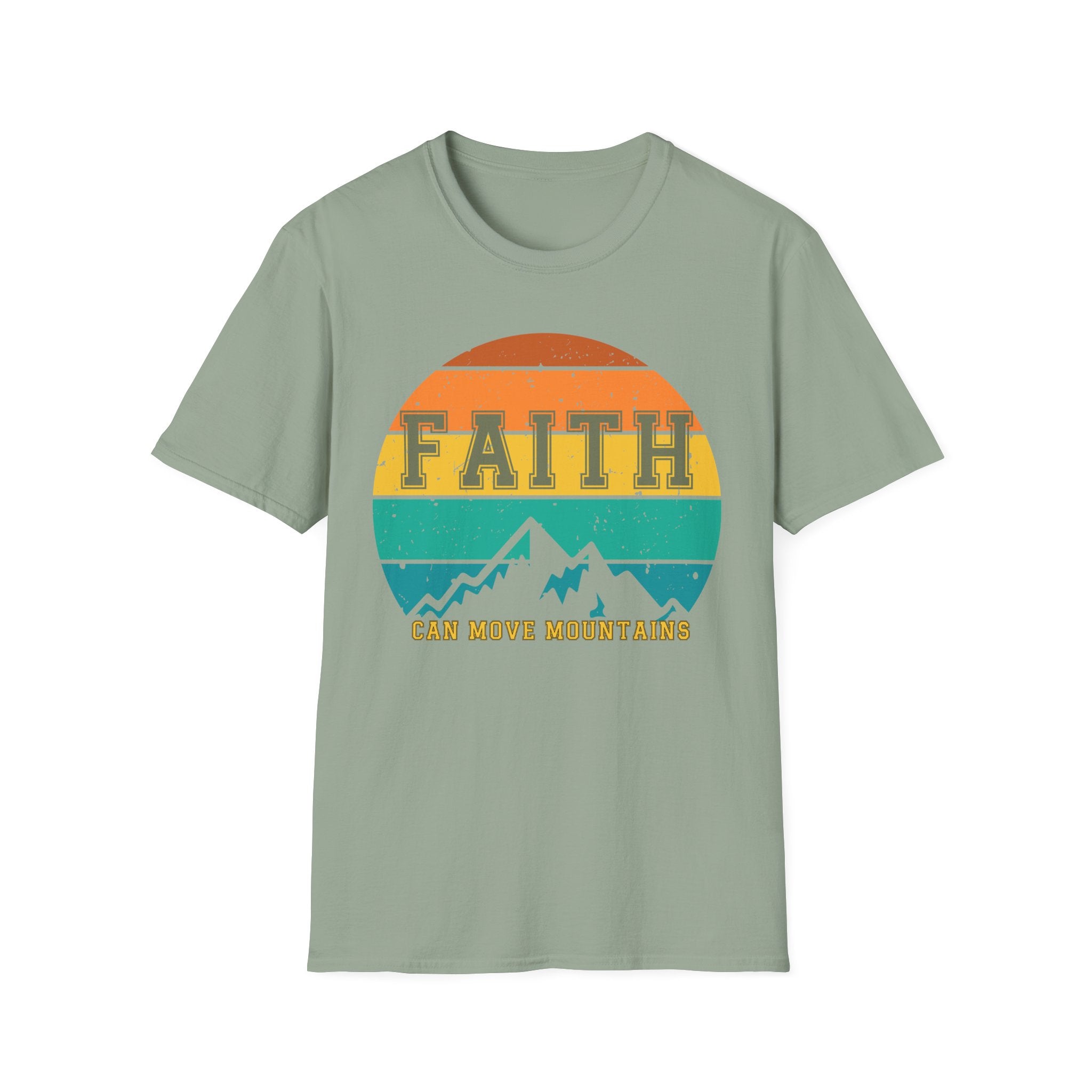 Faith Can Move Mountains Retro Sunset T-Shirt