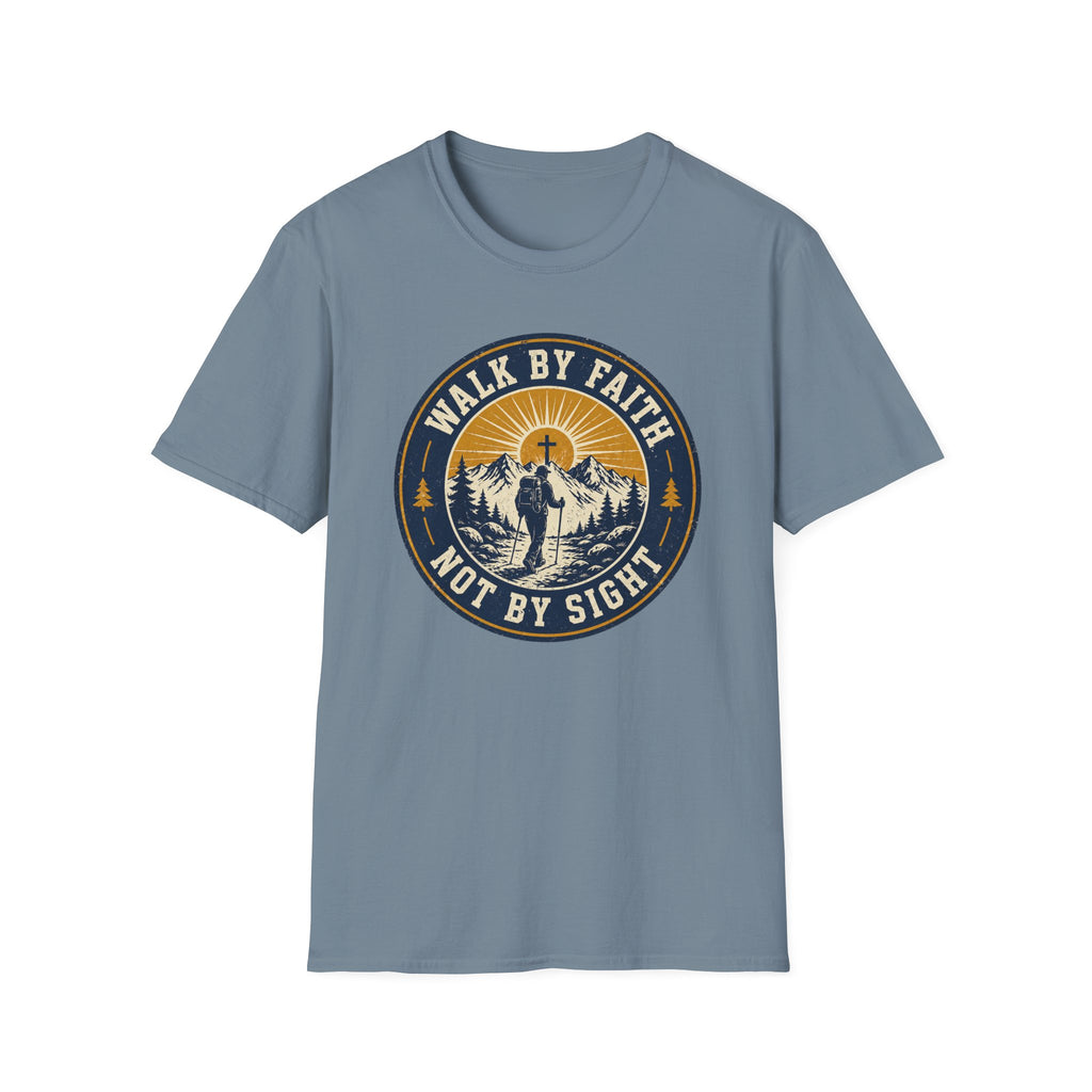 Walk By Faith Not By Sight Round Badge T-Shirt