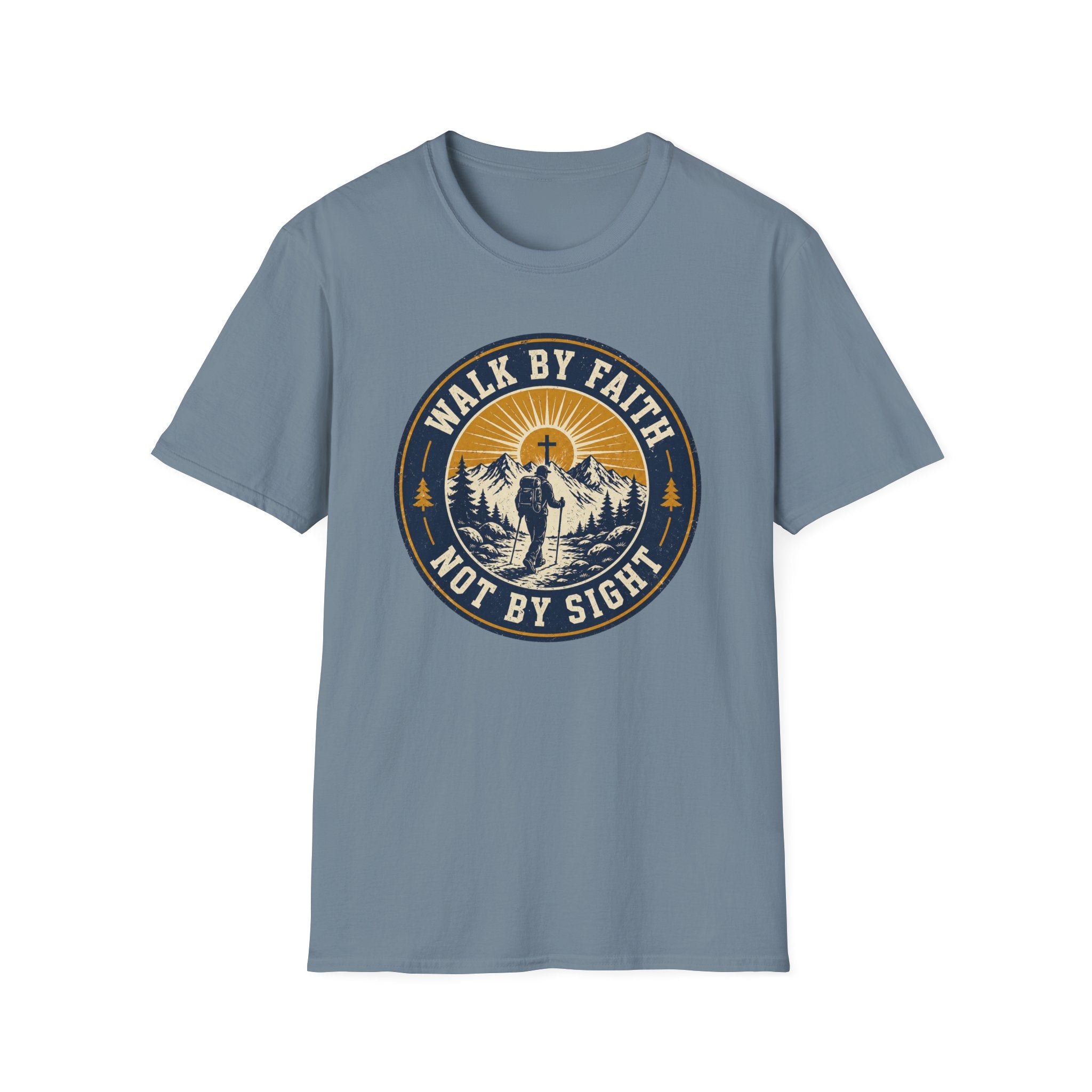 Walk By Faith Not By Sight Round Badge T-Shirt