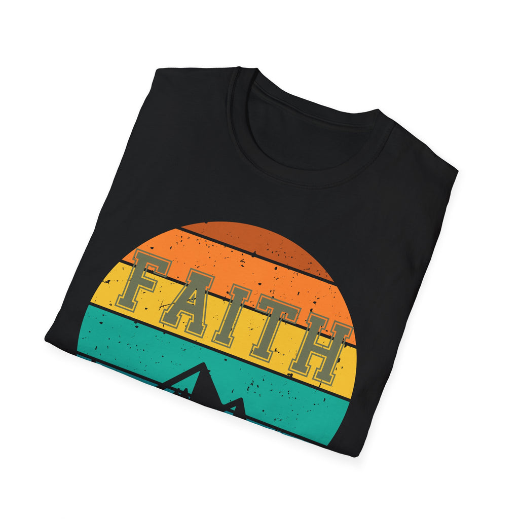 Faith Can Move Mountains Retro Sunset T-Shirt
