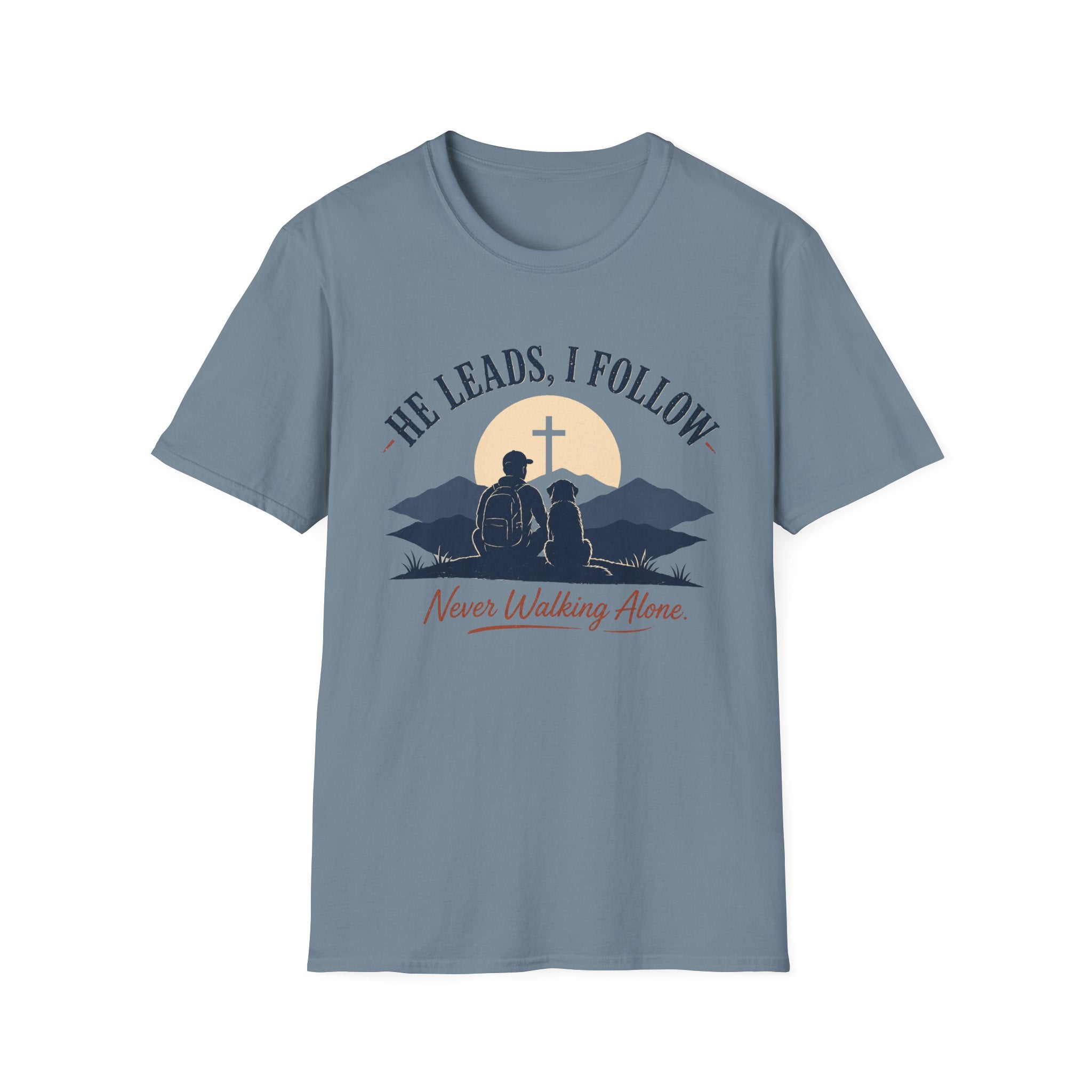 He Leads I Follow Dog with Man T-Shirt