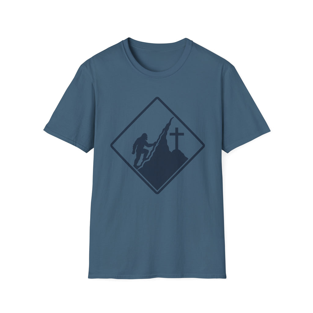 Bigfoot on Mountain Cross T-Shirt