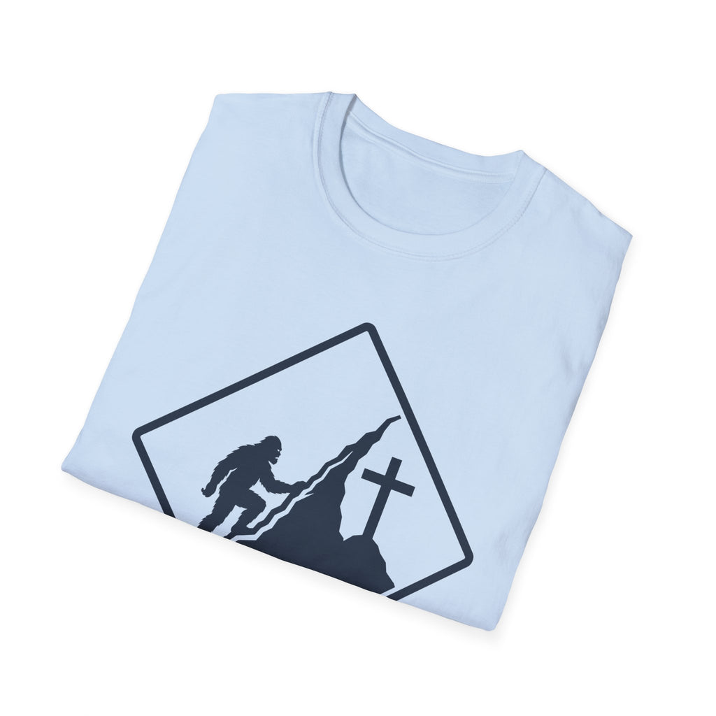 Bigfoot on Mountain Cross T-Shirt