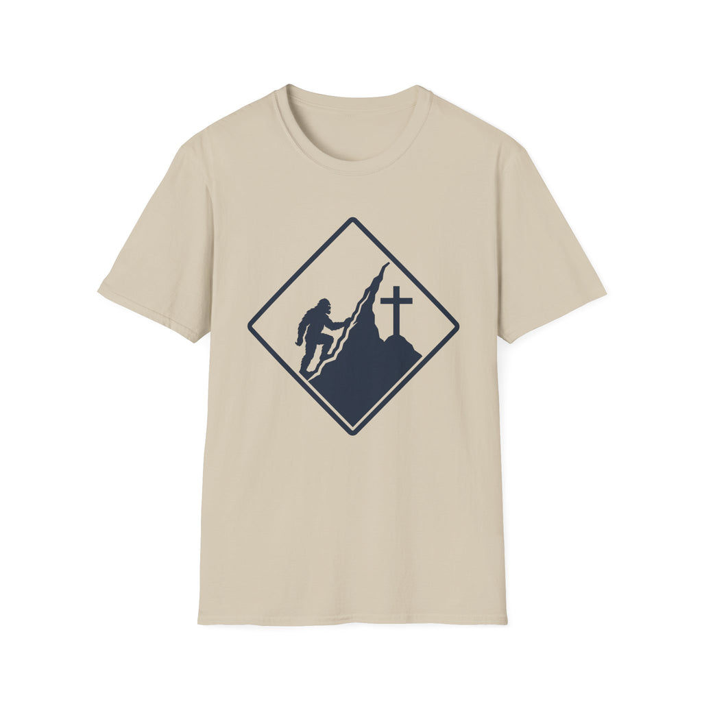 Bigfoot on Mountain Cross T-Shirt