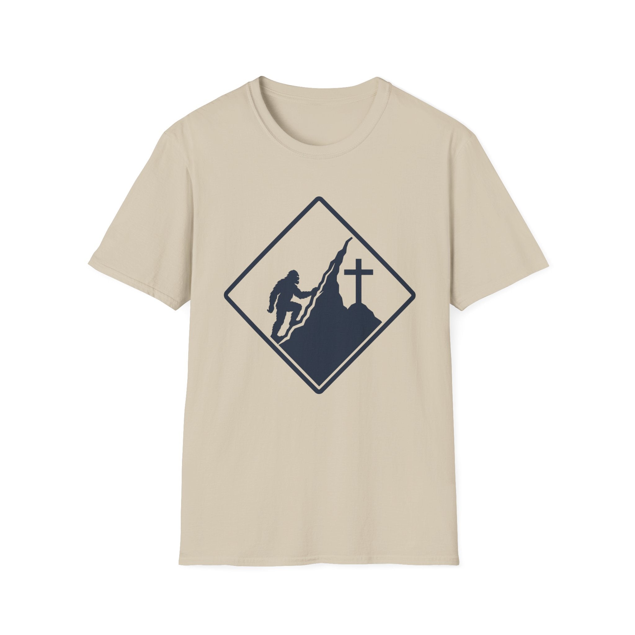 Bigfoot on Mountain Cross T-Shirt