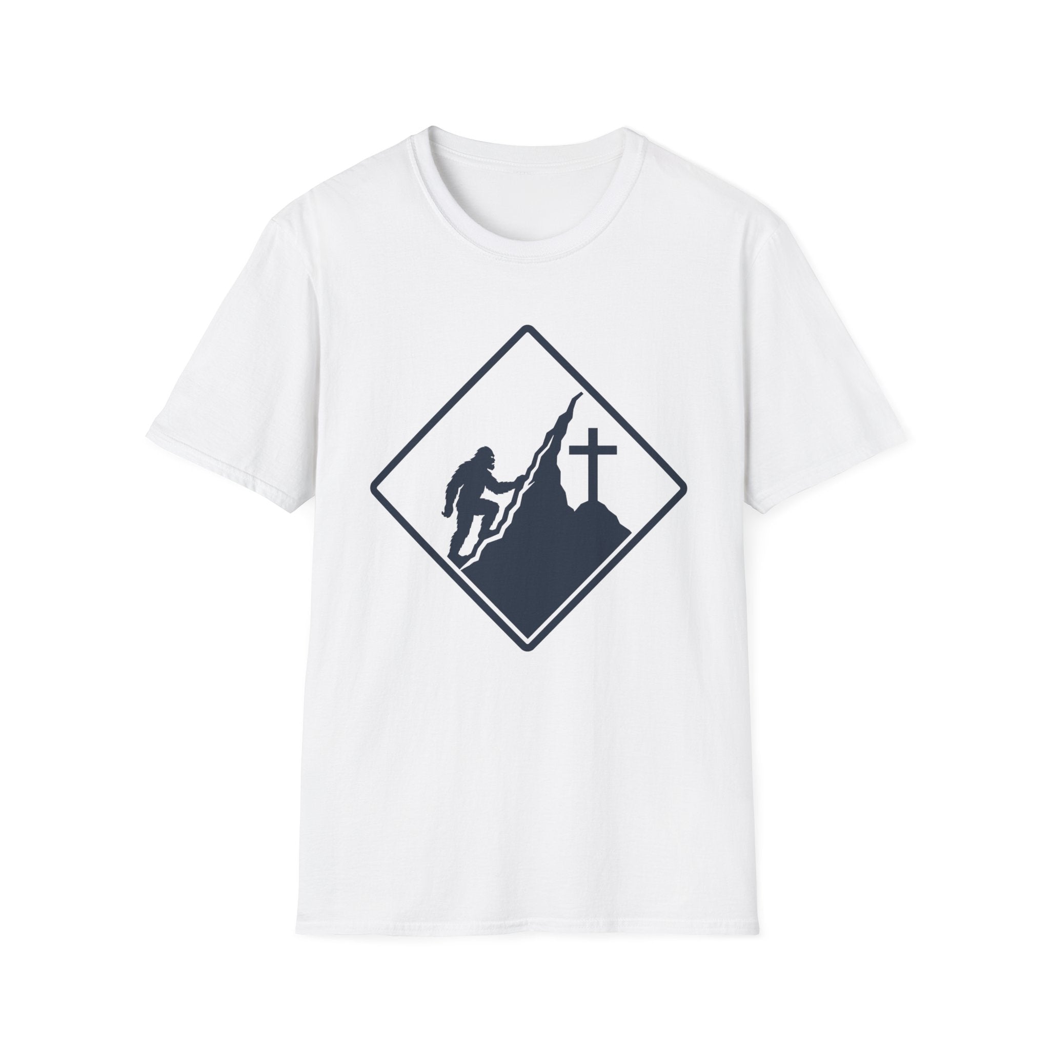 Bigfoot on Mountain Cross T-Shirt