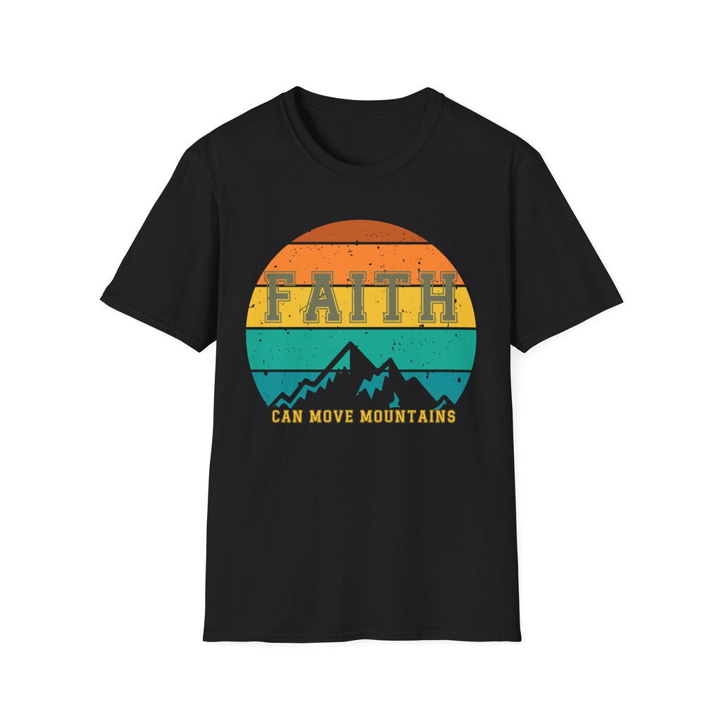 Faith Can Move Mountains Retro Sunset T-Shirt