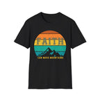 Faith Can Move Mountains Retro Sunset T-Shirt