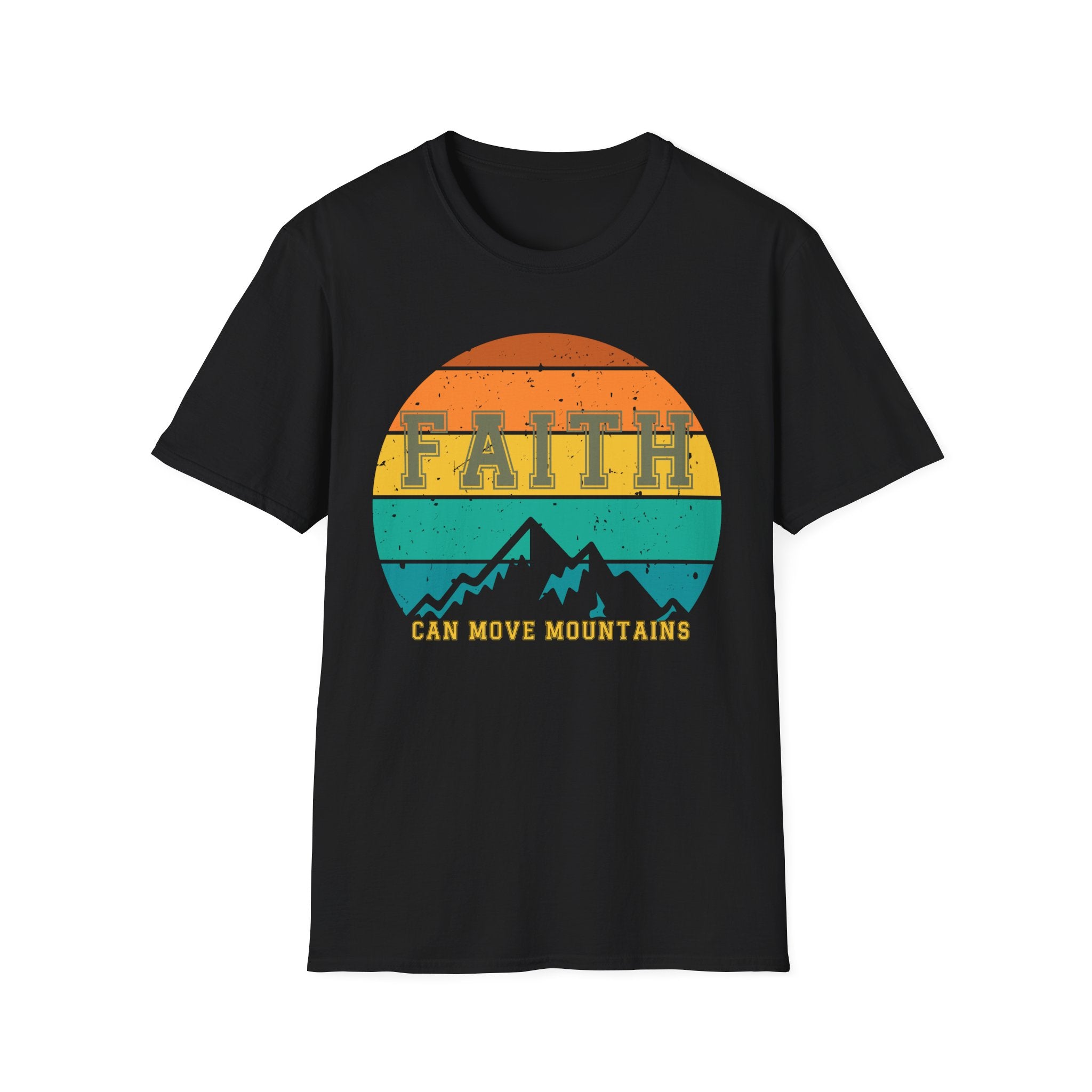 Faith Can Move Mountains Retro Sunset T-Shirt