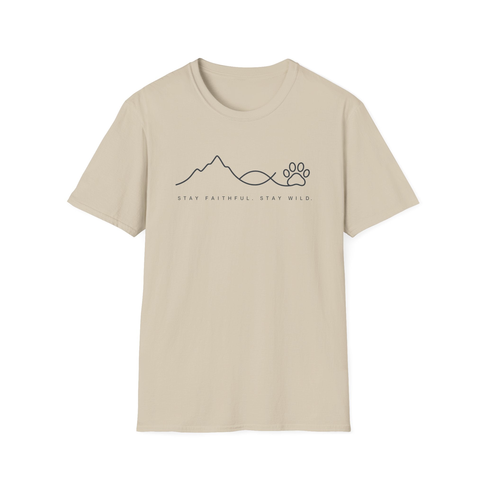 Stay Faithful Stay Wild Line Art Paw Print T-Shirt