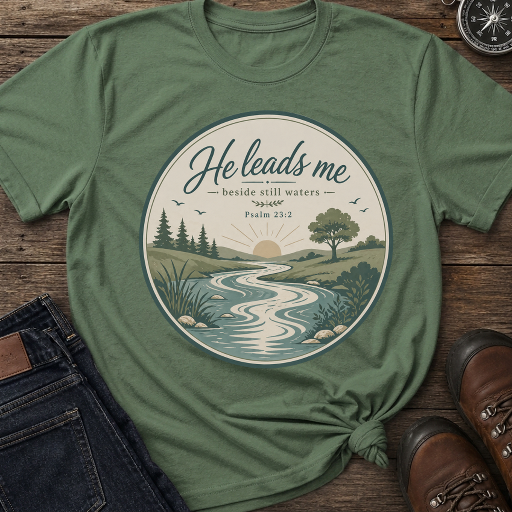 He Leads Me T-Shirt