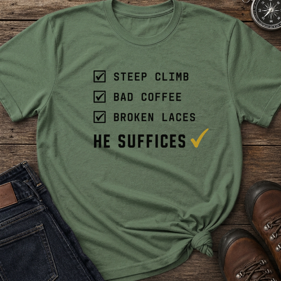 Steep Climb He Suffices T-Shirt