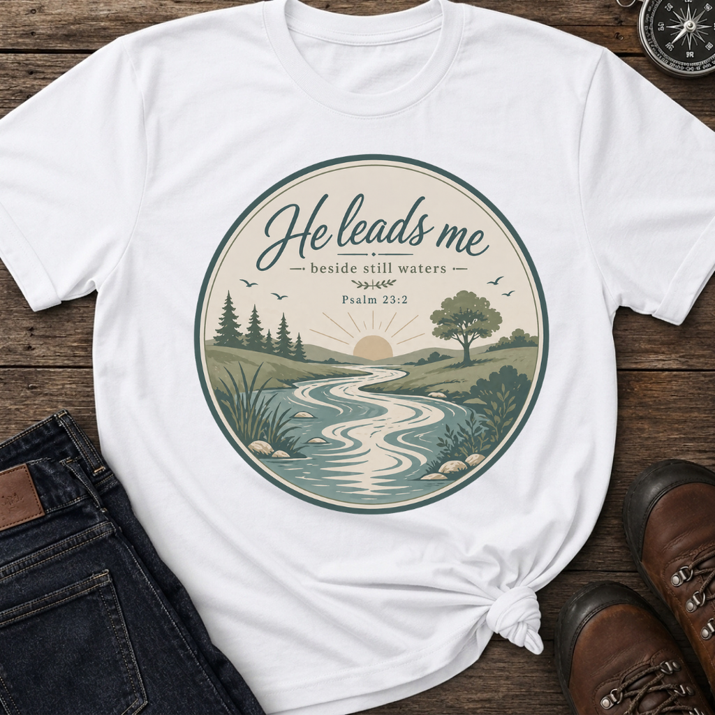 He Leads Me T-Shirt